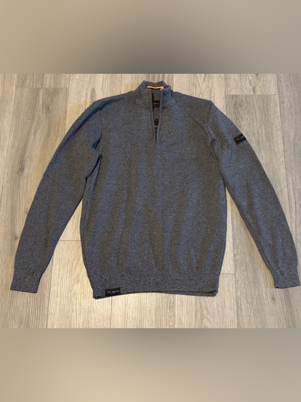 Ted Smith Men's Zip-Neck Sweater in Charcoal Gray